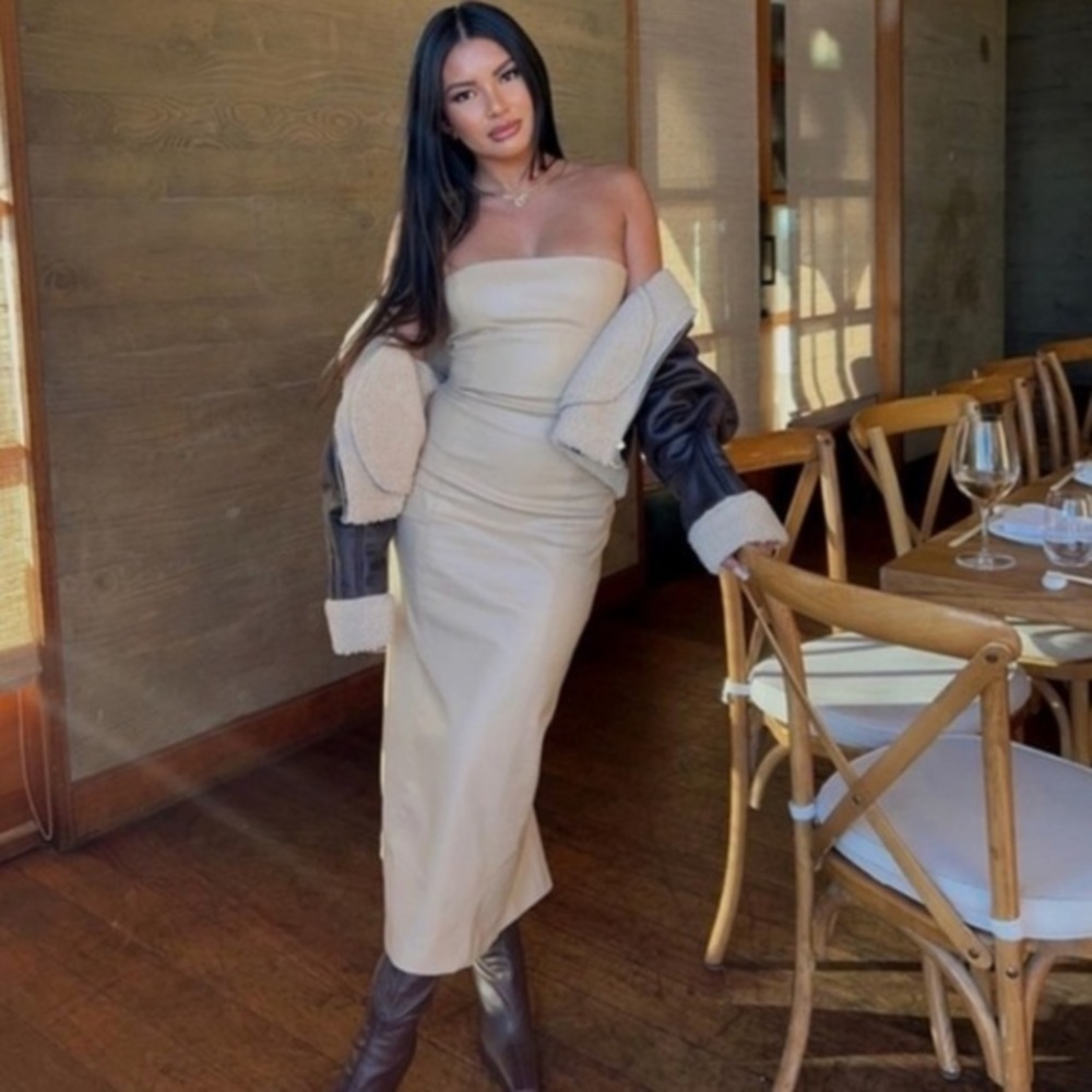 strapless faux leather dress zara Zara | Dresses | Zara Nwt Cream Faux Leather Dress